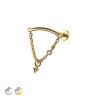 CONE DANGLE BEZEL CZ DANGLE CHAIN TOP 316L SURGICAL STEEL THREADLESS (PUSH IN ) LABRET SET